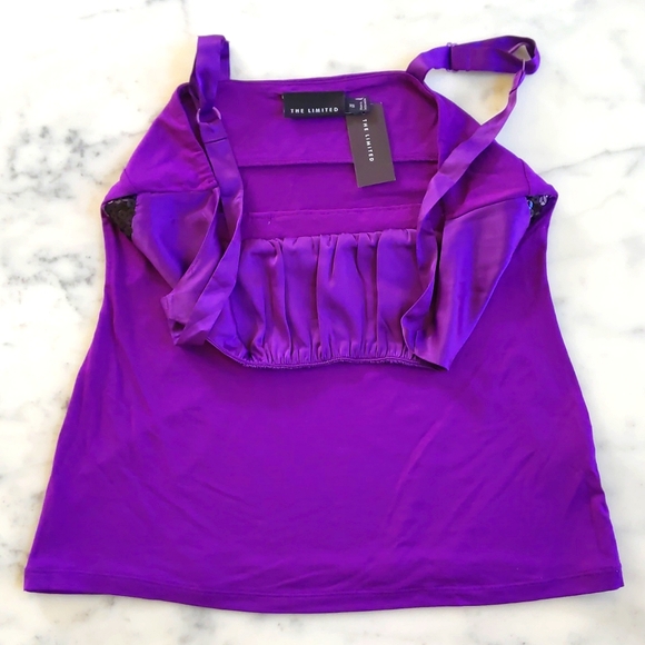 NWT. The Limited Rayon Spandex with Satin Trim and Sparkle Decor Cami. - Picture 5 of 7